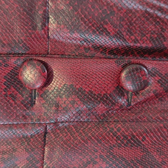 Zara Faux Leather Red Snakeskin Mini Skirt - Picture 4 of 5